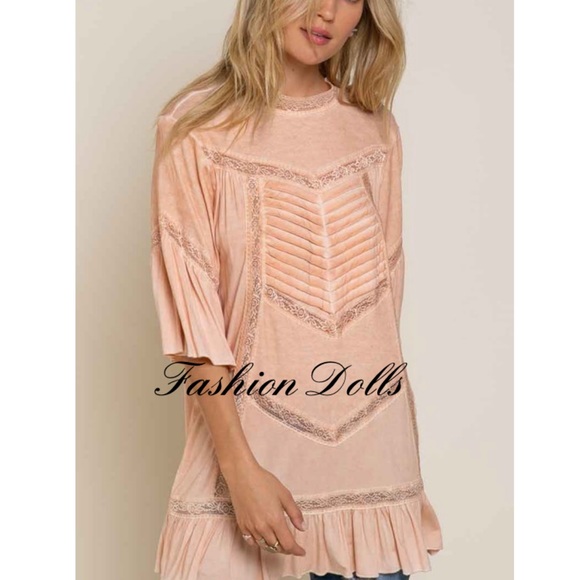 💼M 🦚Kate Sweet Peach Tea Dye Tunic Top New - Picture 5 of 11